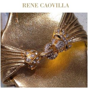 Diamond JEWELED Gold Leather Rene Caovilla Sandals